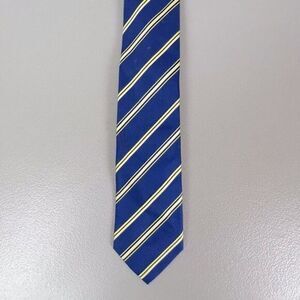 HUGO BOSS MENS SILK TIE BLUE WITH YELLOW STRIPES